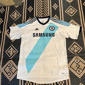 Adidas Chelsea FC White Jersey with Blue Stripes soccer jersey size XL